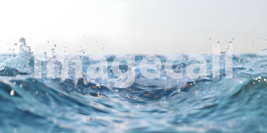 Clear calm water surface texture with splashing background - Ai Generated