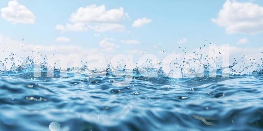 Clear calm water surface texture with splashing background - Ai Generated