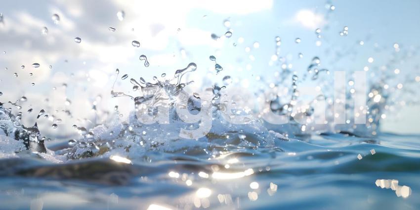 Clear calm water surface texture with splashing background - Ai Generated