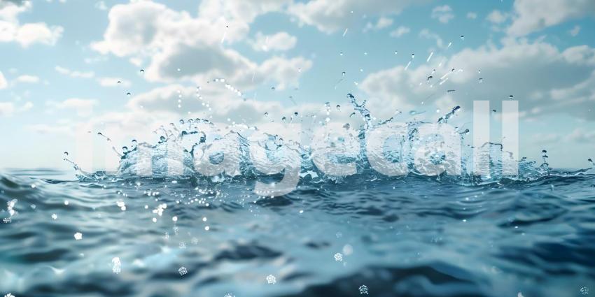 Clear calm water surface texture with splashing background - Ai Generated