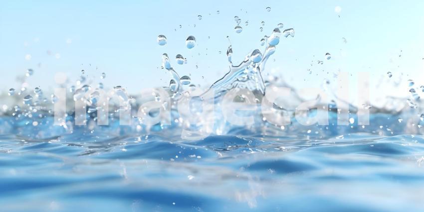 Clear calm water surface texture with splashing background - Ai Generated