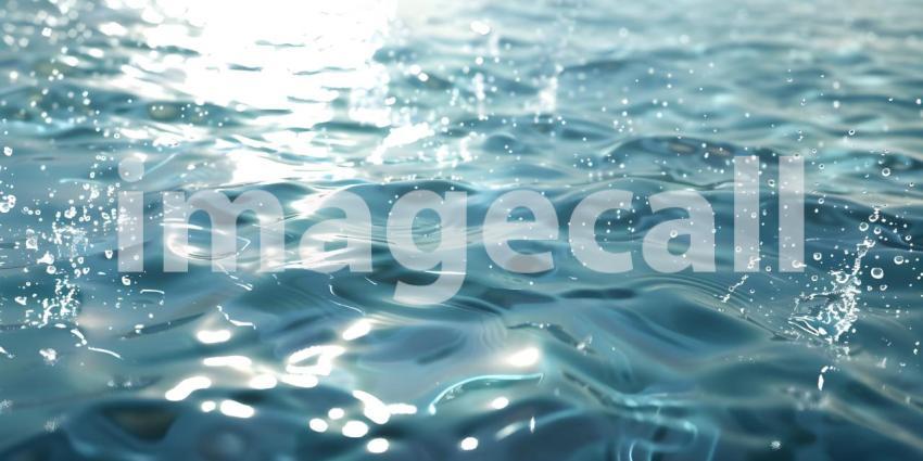 Clear calm water surface texture with splashing background - Ai Generated