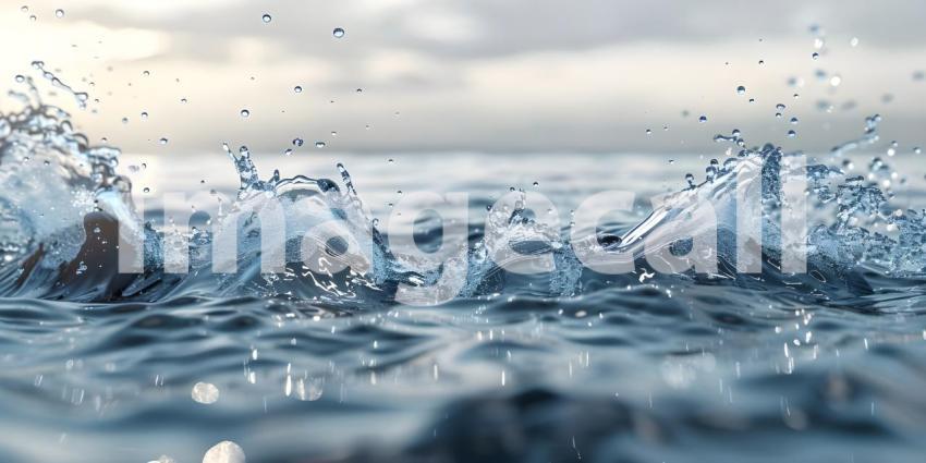 Clear calm water surface texture with splashing background - Ai Generated