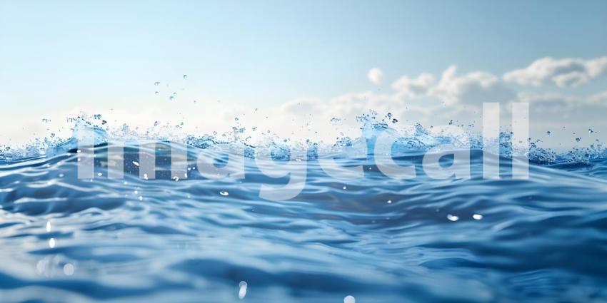 Clear calm water surface texture with splashing background - Ai Generated
