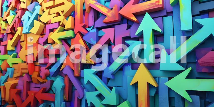 Colorful collection of arrows pointing in various directions background - Ai Generated