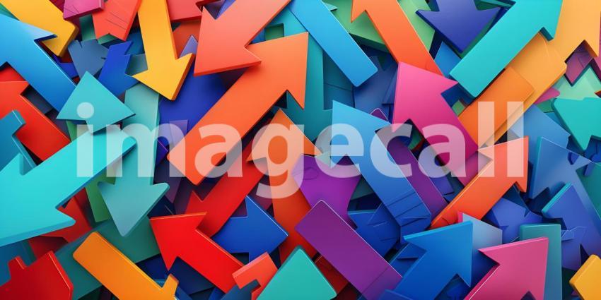 Colorful collection of arrows pointing in various directions background - Ai Generated