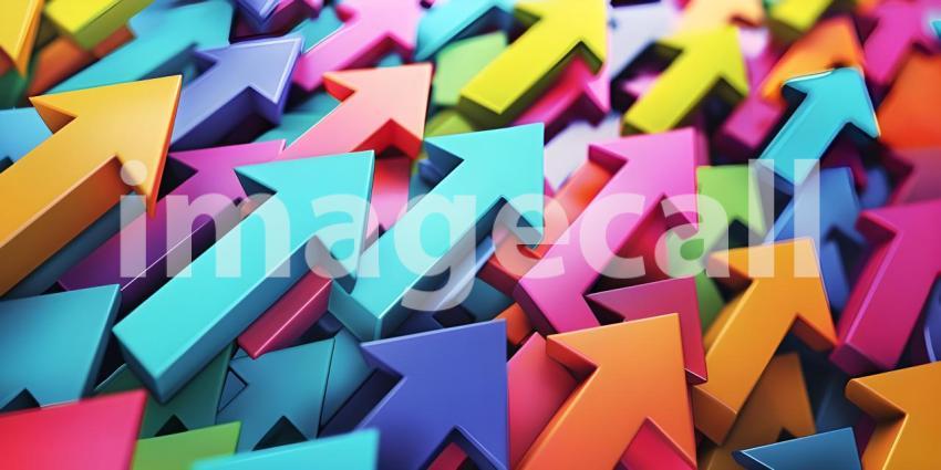 Colorful collection of arrows pointing in various directions background - Ai Generated