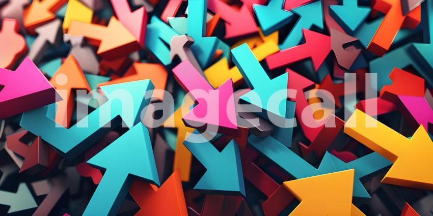 Colorful collection of arrows pointing in various directions background - Ai Generated