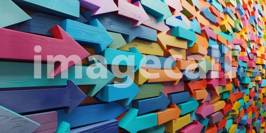 Colorful collection of arrows pointing in various directions background - Ai Generated