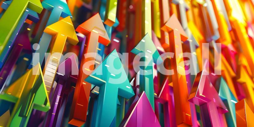 Colorful collection of arrows pointing in various directions background - Ai Generated