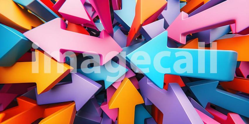Colorful collection of arrows pointing in various directions background - Ai Generated