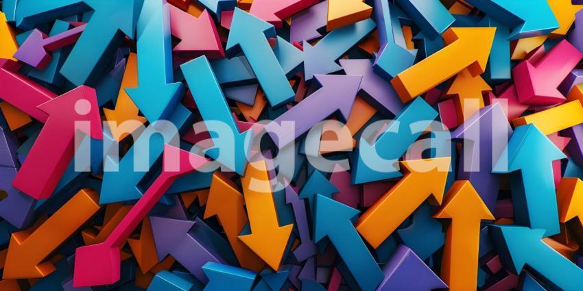 Colorful collection of arrows pointing in various directions background - Ai Generated