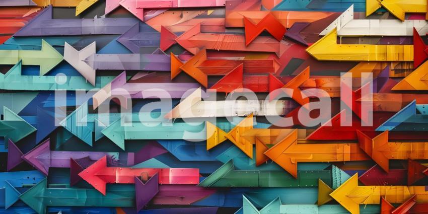 Colorful collection of arrows pointing in various directions background - Ai Generated