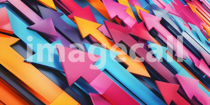 Colorful collection of arrows pointing in various directions background - Ai Generated