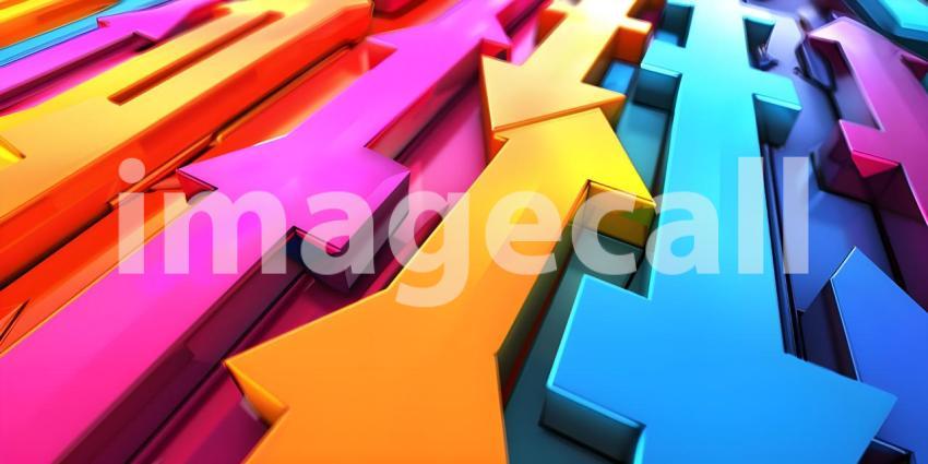 Colorful collection of arrows pointing in various directions background - Ai Generated