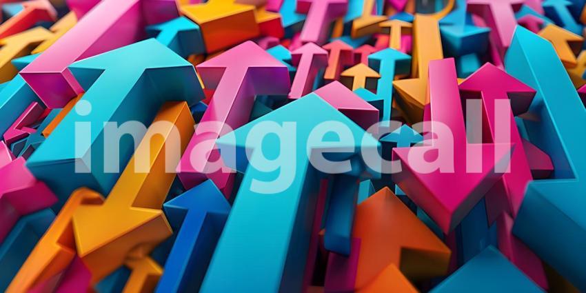 Colorful collection of arrows pointing in various directions background - Ai Generated