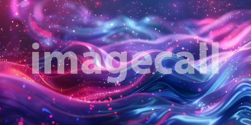 Vibrant Neon Waves Backdrop, Luminous Fluid Motion Background, Neon Flowing Waves Scene - Ai Generated