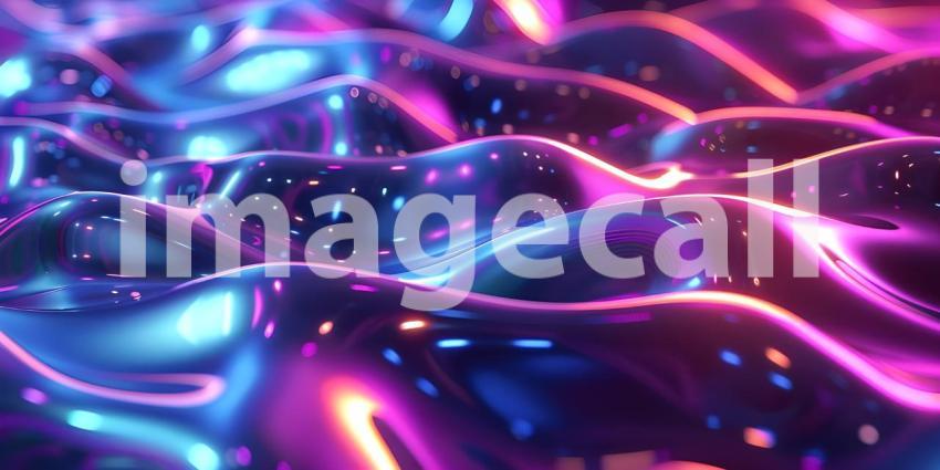 Vibrant Neon Waves Backdrop, Luminous Fluid Motion Background, Neon Flowing Waves Scene - Ai Generated