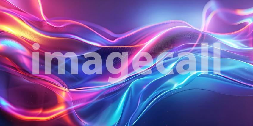 Vibrant Neon Waves Backdrop, Luminous Fluid Motion Background, Neon Flowing Waves Scene - Ai Generated