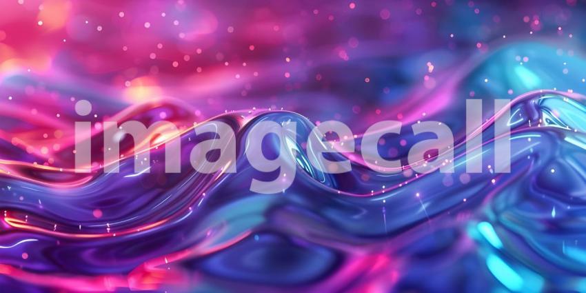 Vibrant Neon Waves Backdrop, Luminous Fluid Motion Background, Neon Flowing Waves Scene - Ai Generated