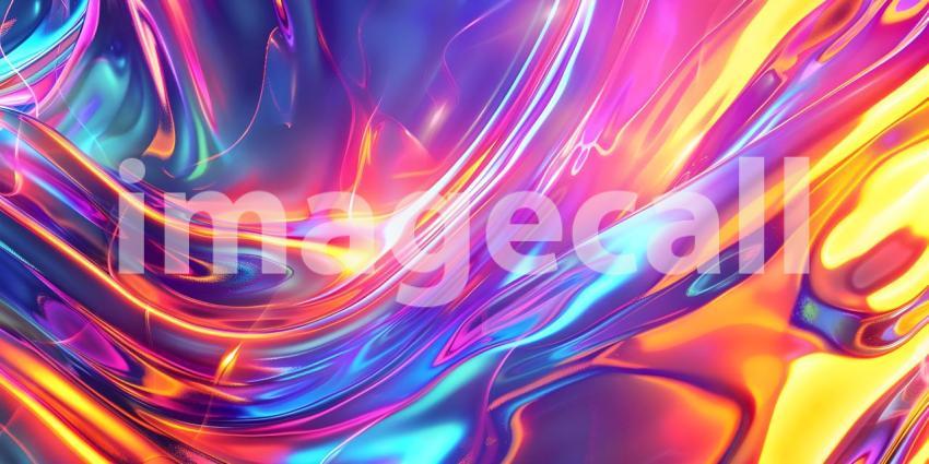 Vibrant Neon Waves Backdrop, Luminous Fluid Motion Background, Neon Flowing Waves Scene - Ai Generated