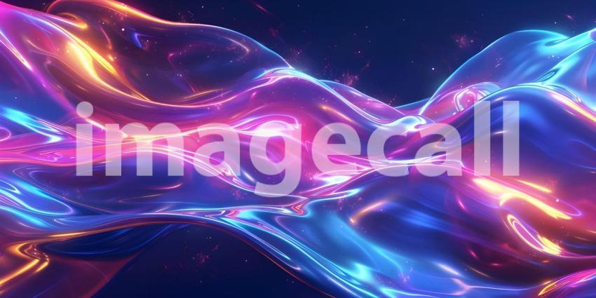 Vibrant Neon Waves Backdrop, Luminous Fluid Motion Background, Neon Flowing Waves Scene - Ai Generated