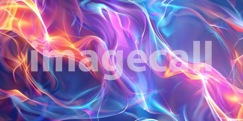 Vibrant Neon Waves Backdrop, Luminous Fluid Motion Background, Neon Flowing Waves Scene - Ai Generated