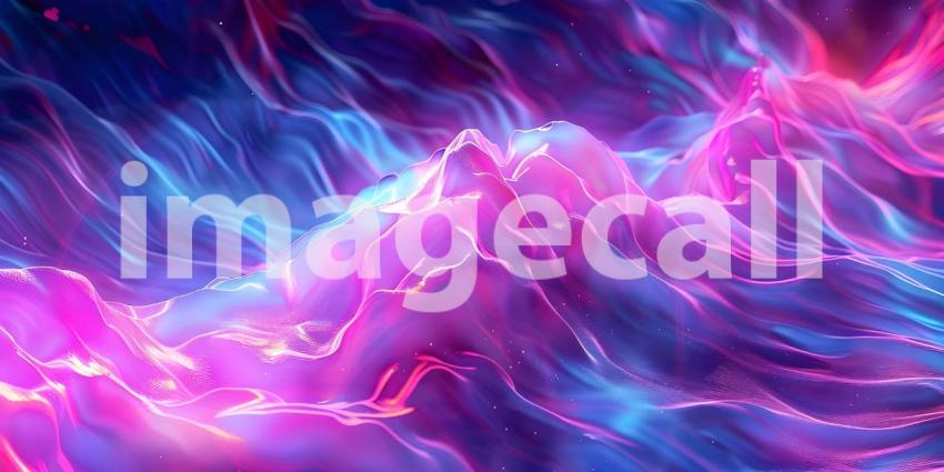 Vibrant Neon Waves Backdrop, Luminous Fluid Motion Background, Neon Flowing Waves Scene - Ai Generated