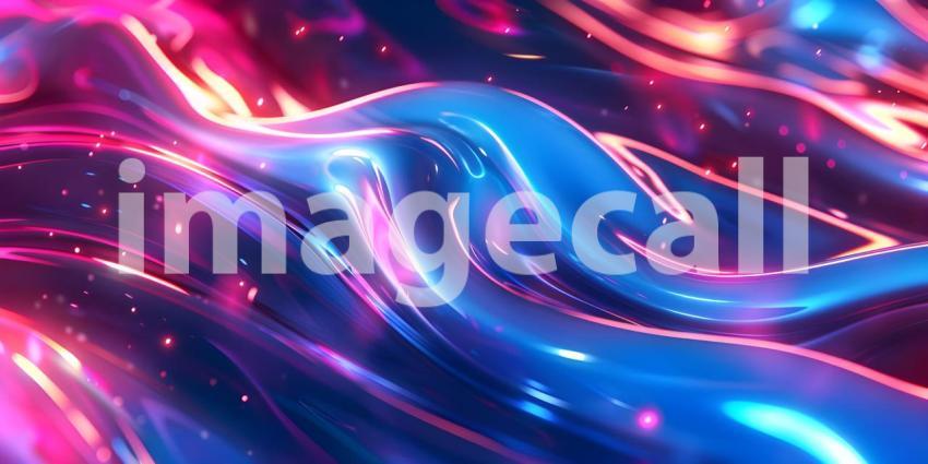 Vibrant Neon Waves Backdrop, Luminous Fluid Motion Background, Neon Flowing Waves Scene - Ai Generated