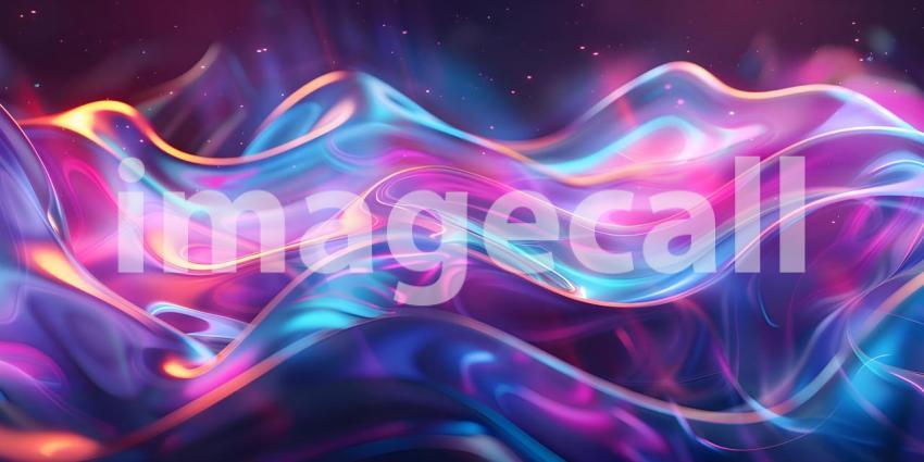 Vibrant Neon Waves Backdrop, Luminous Fluid Motion Background, Neon Flowing Waves Scene - Ai Generated