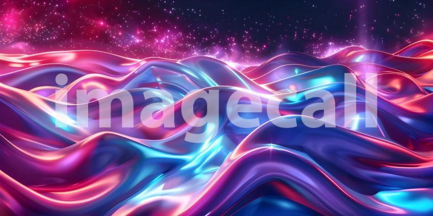 Vibrant Neon Waves Backdrop, Luminous Fluid Motion Background, Neon Flowing Waves Scene - Ai Generated
