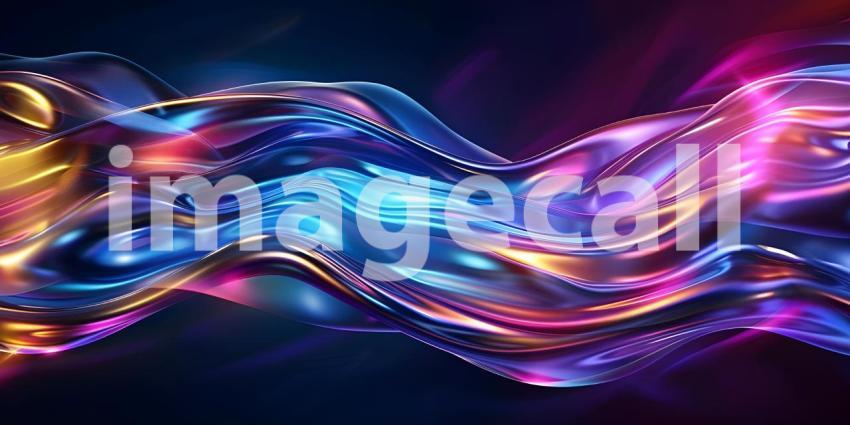 Vibrant Neon Waves Backdrop, Luminous Fluid Motion Background, Neon Flowing Waves Scene - Ai Generated