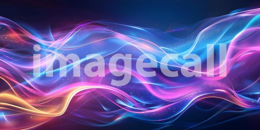 Vibrant Neon Waves Backdrop, Luminous Fluid Motion Background, Neon Flowing Waves Scene - Ai Generated