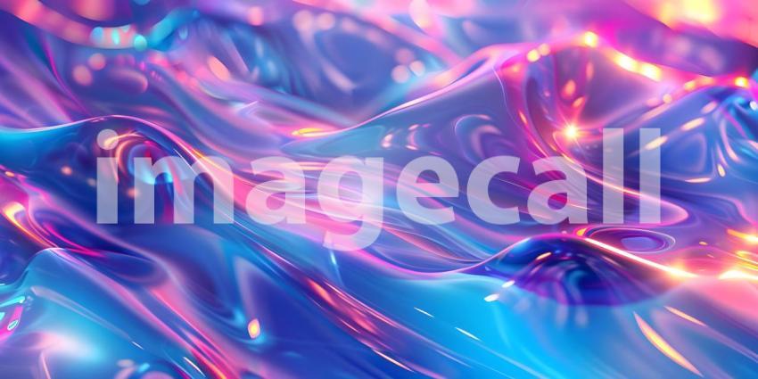 Vibrant Neon Waves Backdrop, Luminous Fluid Motion Background, Neon Flowing Waves Scene - Ai Generated