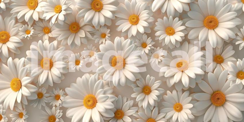 Whimsical Daisies flowers background, Dreamy Daisy Flower Field Scene, Charming Daisy Floral Fantasy - Ai Generated