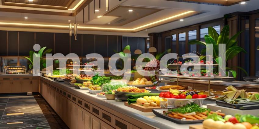 Catering buffet food indoor in restaurant - Ai Generated