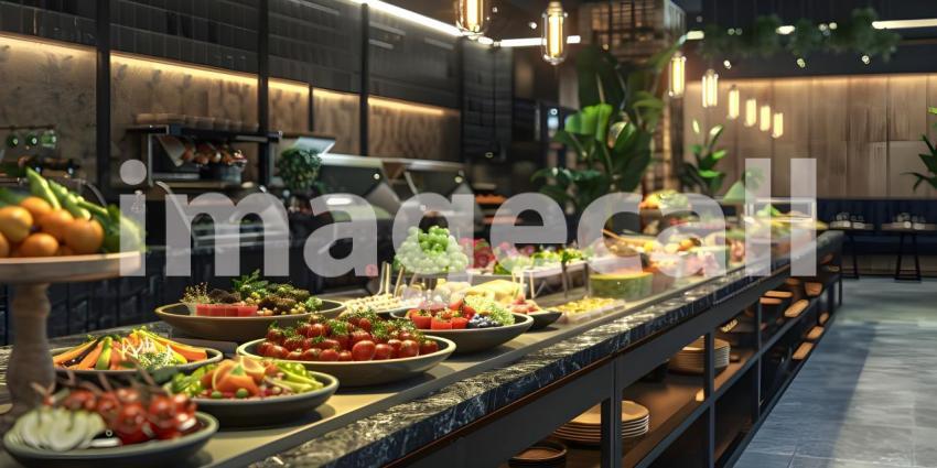 Catering buffet food indoor in restaurant - Ai Generated