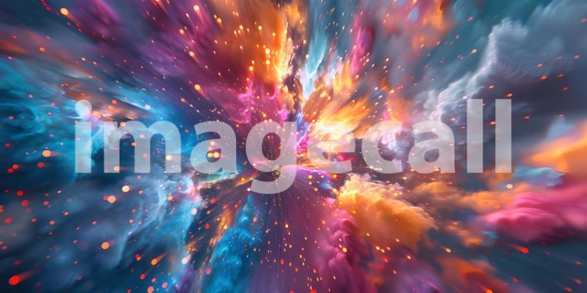 Vibrant Fireworks Display Scene, Colorful Firework Burst Backdrop, Dynamic Firework Celebration Background - Ai Generated