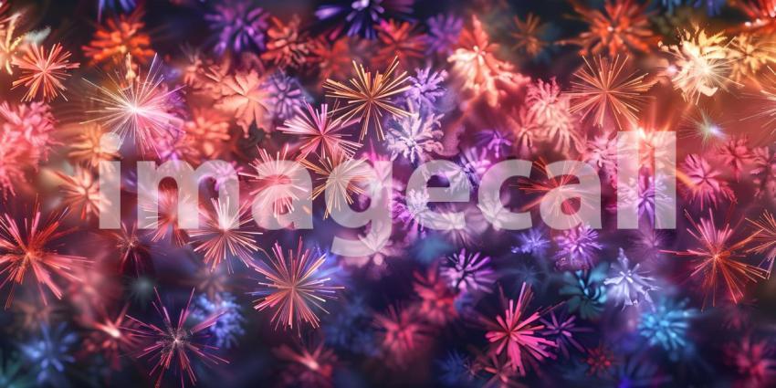 Vibrant Fireworks Display Scene, Colorful Firework Burst Backdrop, Dynamic Firework Celebration Background - Ai Generated
