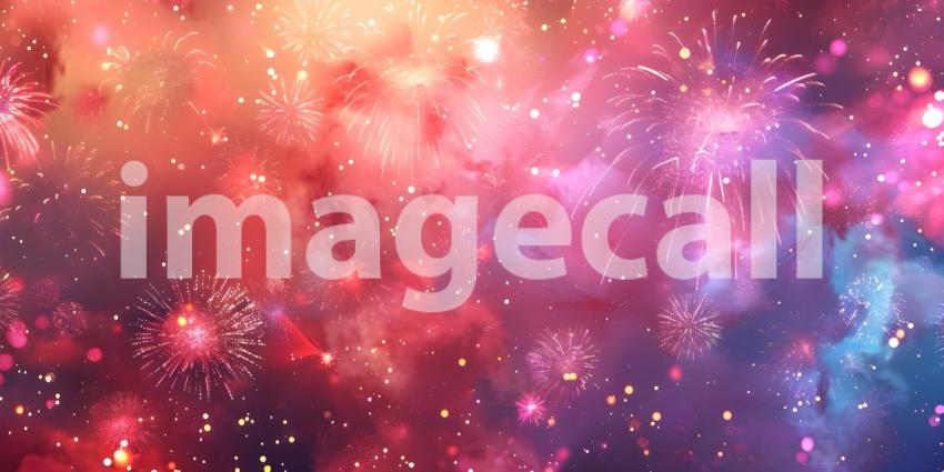 Vibrant Fireworks Display Scene, Colorful Firework Burst Backdrop, Dynamic Firework Celebration Background - Ai Generated
