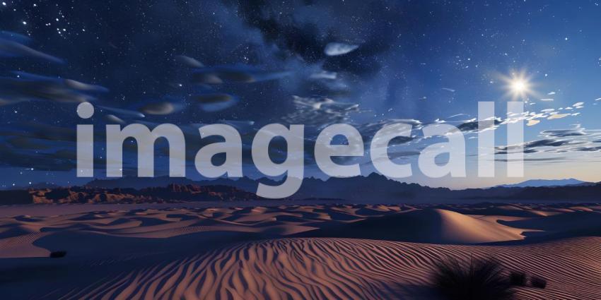 Desert at night stars in sky background - Ai generated