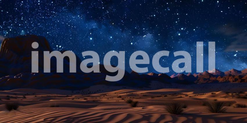 Desert at night stars in sky background - Ai generated