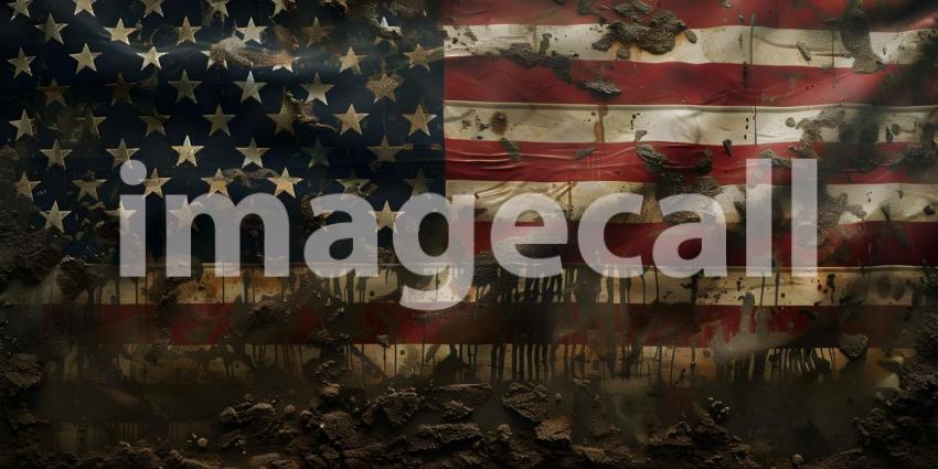 Dirty flag of the United States of America background - Ai Generated