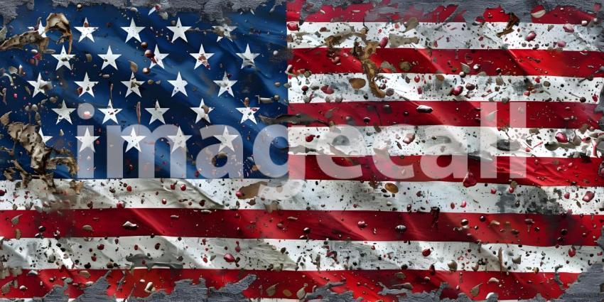 Dirty flag of the United States of America background - Ai Generated