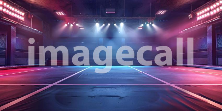 Dynamic Cheerleading Arena, Tumbling Mat with Stadium Lights background - Ai Generated