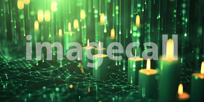 Stock Market Green candlestick pattern charts background - Ai Generated