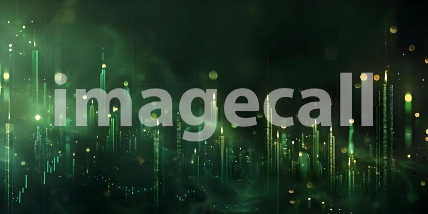 Stock Market Green candlestick pattern charts background - Ai Generated