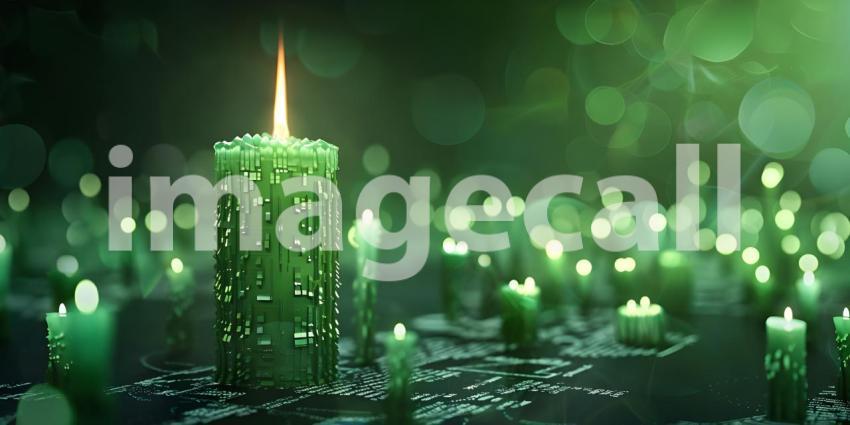 Stock Market Green candlestick pattern charts background - Ai Generated