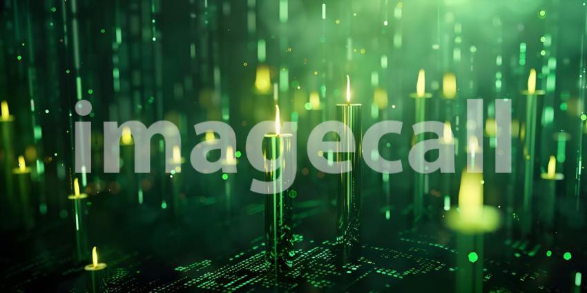 Stock Market Green candlestick pattern charts background - Ai Generated