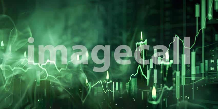 Stock Market Green candlestick pattern charts background - Ai Generated